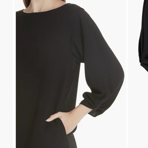 Lafayette 148 New York Wynona Finesse Crepe Shift Dress Black $598 - Picture 8 of 11